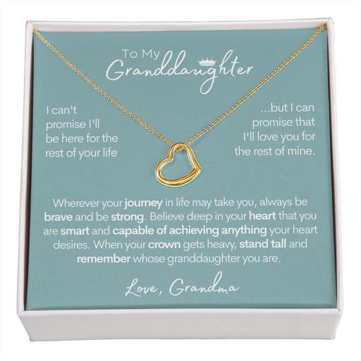 To My Granddaughter - Beautiful Gold and Silver Heart Necklace 18k Yellow Gold Finish Standard Box