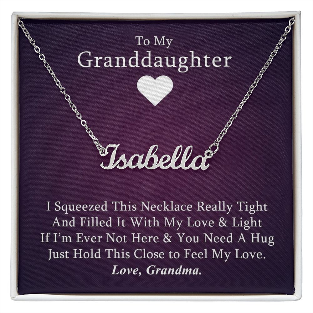 To My Granddaughter (Grandma) - Custom Name Necklace Stainless Steel
