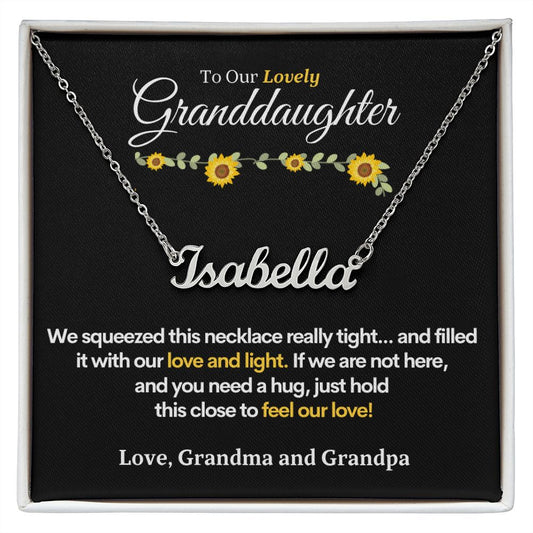 Custom Name Necklace for Granddaughter (Love, Grandma and Grandpa)