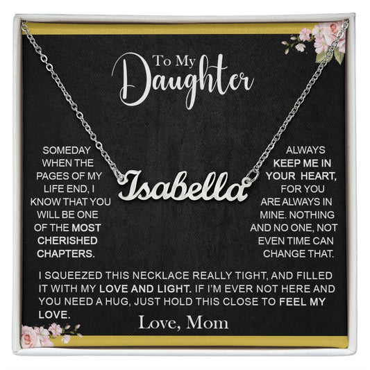 To Daughter (Love Mom) - Steel Personalized Name Necklace