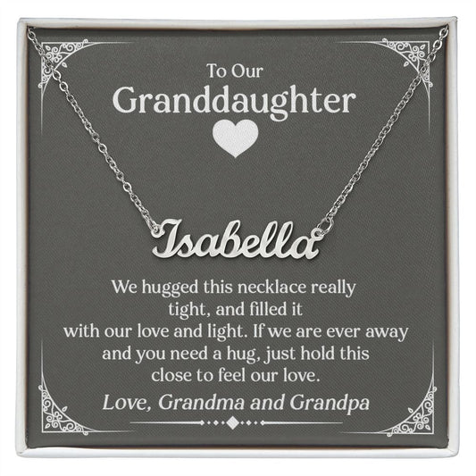 To Our Granddaughter (Love Grandma and Grandpa) | Custom Stainless Steel Name Necklace