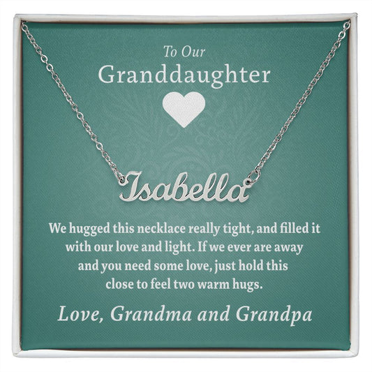 Our Granddaughter (Two Warm Hugs) - Stainless Steel Custom Name Necklace