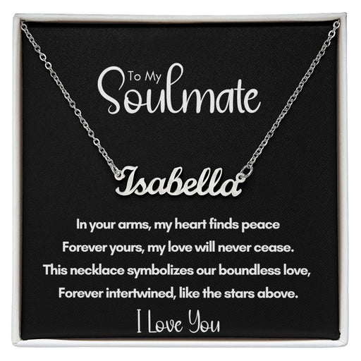 To My Soulmate - Peace in Your Arms | Personalized Stainless Steel Name Necklace Polished Stainless Steel Standard Box