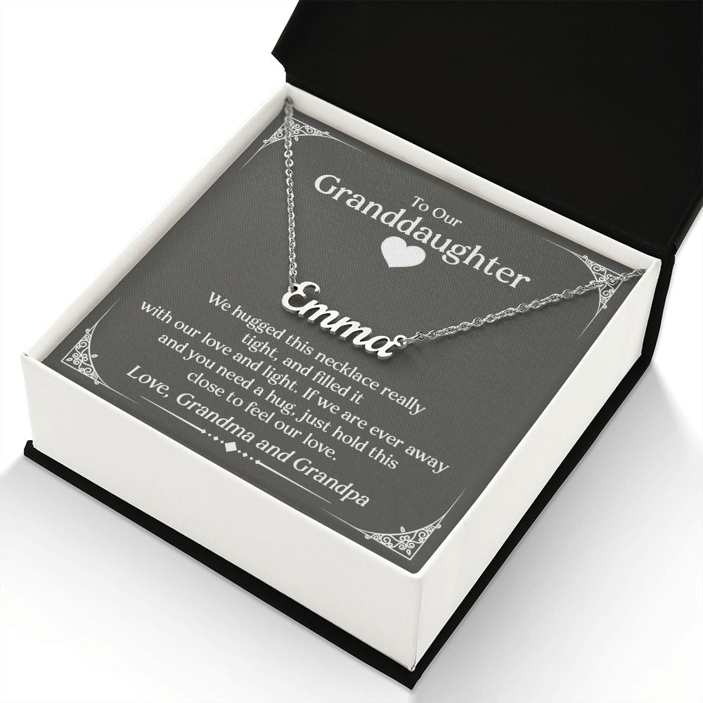 To Our Granddaughter (Love Grandma and Grandpa) | Custom Stainless Steel Name Necklace