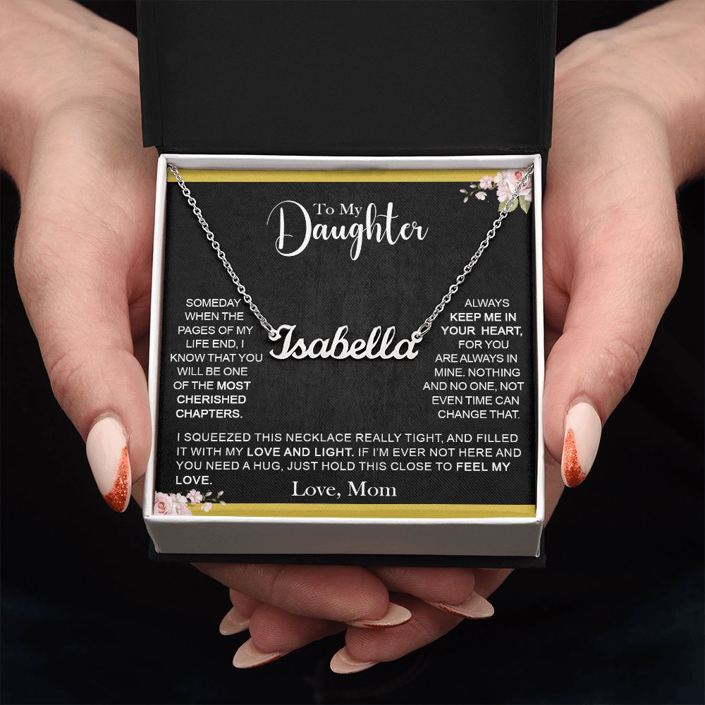 To Daughter (Love Mom) - Steel Personalized Name Necklace