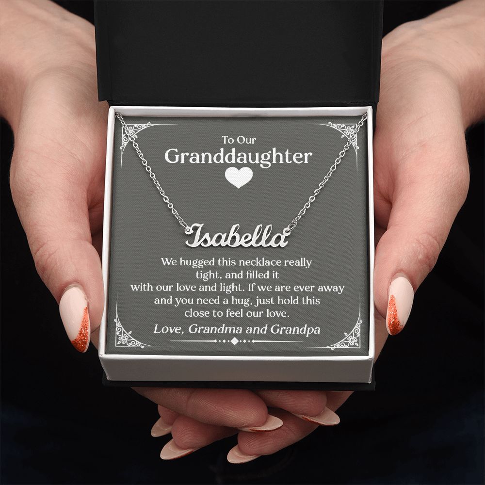 To Our Granddaughter (Love Grandma and Grandpa) | Custom Stainless Steel Name Necklace