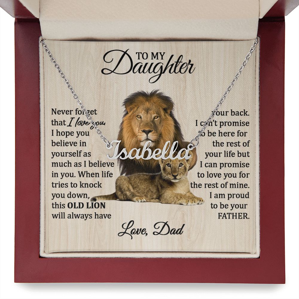 Daughter (Love Dad) Personalized Name Necklace, Stainless Steel