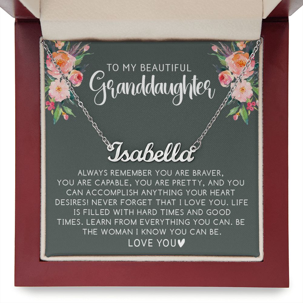 Granddaughter - Brave | Custom Silver Stainless Steel Name Necklace