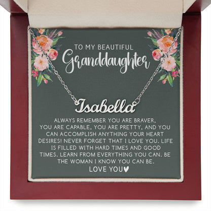 Granddaughter - Brave | Custom Silver Stainless Steel Name Necklace
