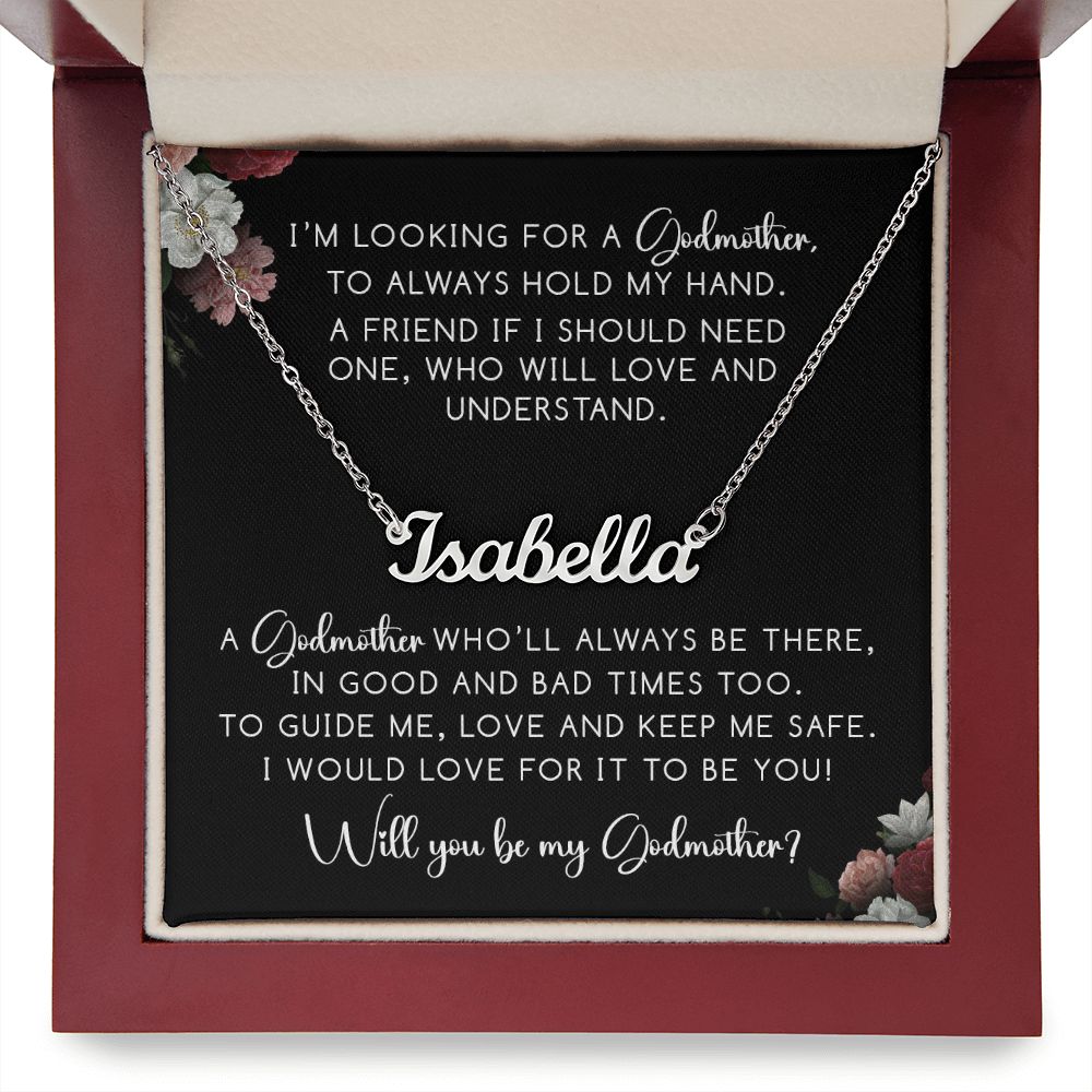 Will You Be My Godmother? - Stainless Steel Name Necklace, Personalized God Mother Gift