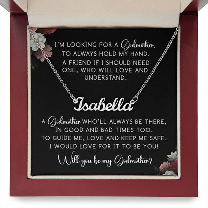 Will You Be My Godmother? - Stainless Steel Name Necklace, Personalized God Mother Gift
