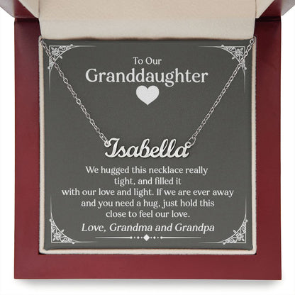 To Our Granddaughter (Love Grandma and Grandpa) | Custom Stainless Steel Name Necklace