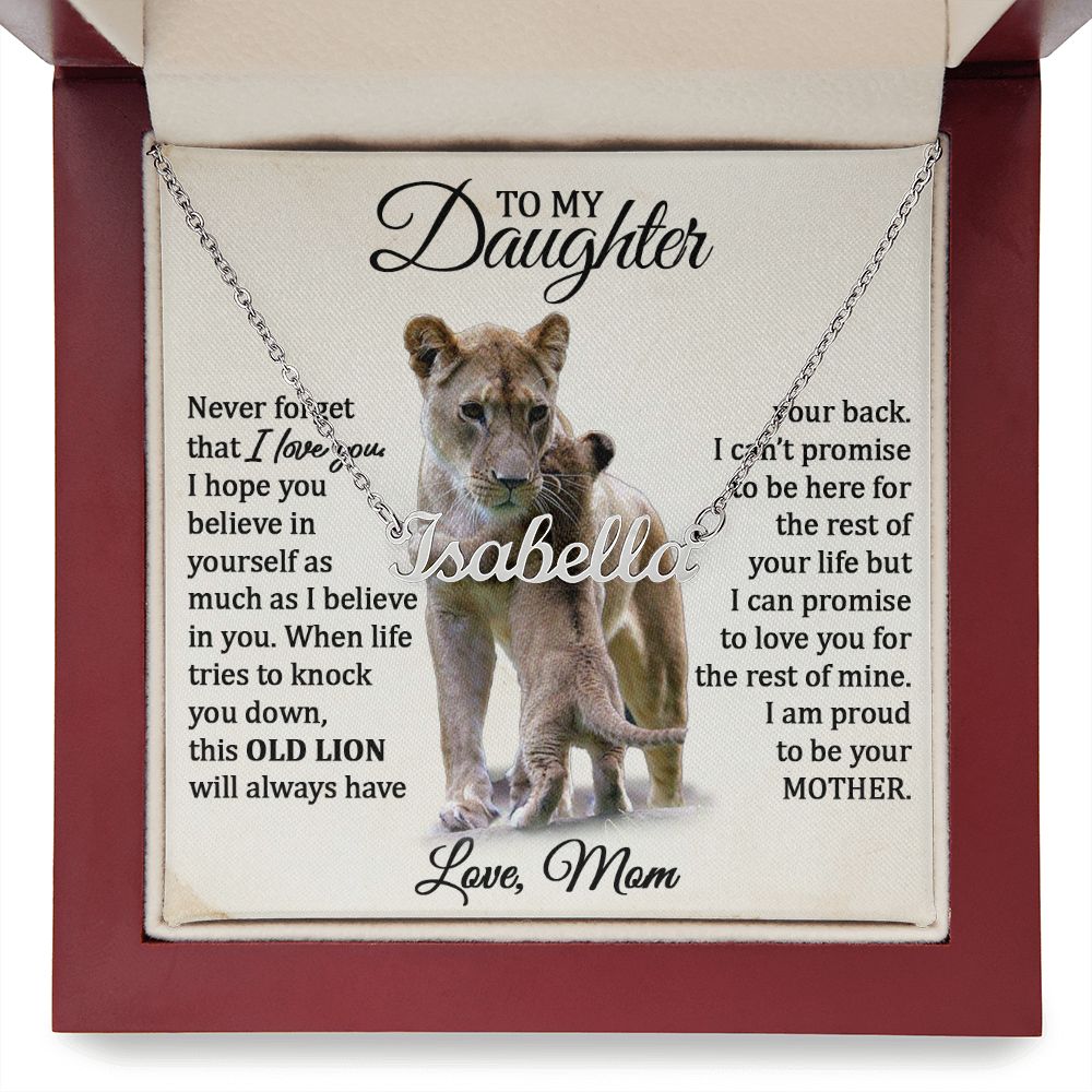 To My Daughter - Personalized Stainless Steel Name / Word Necklace (Love, Mom)