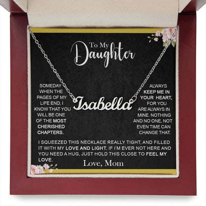 To Daughter (Love Mom) - Steel Personalized Name Necklace