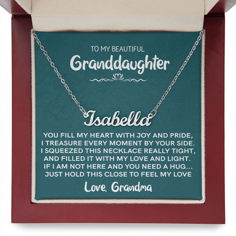 Beautiful Granddaughter - Treasure Every Moment | Custom Stainless Steel Name Necklace