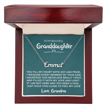 Beautiful Granddaughter - Treasure Every Moment | Custom Stainless Steel Name Necklace