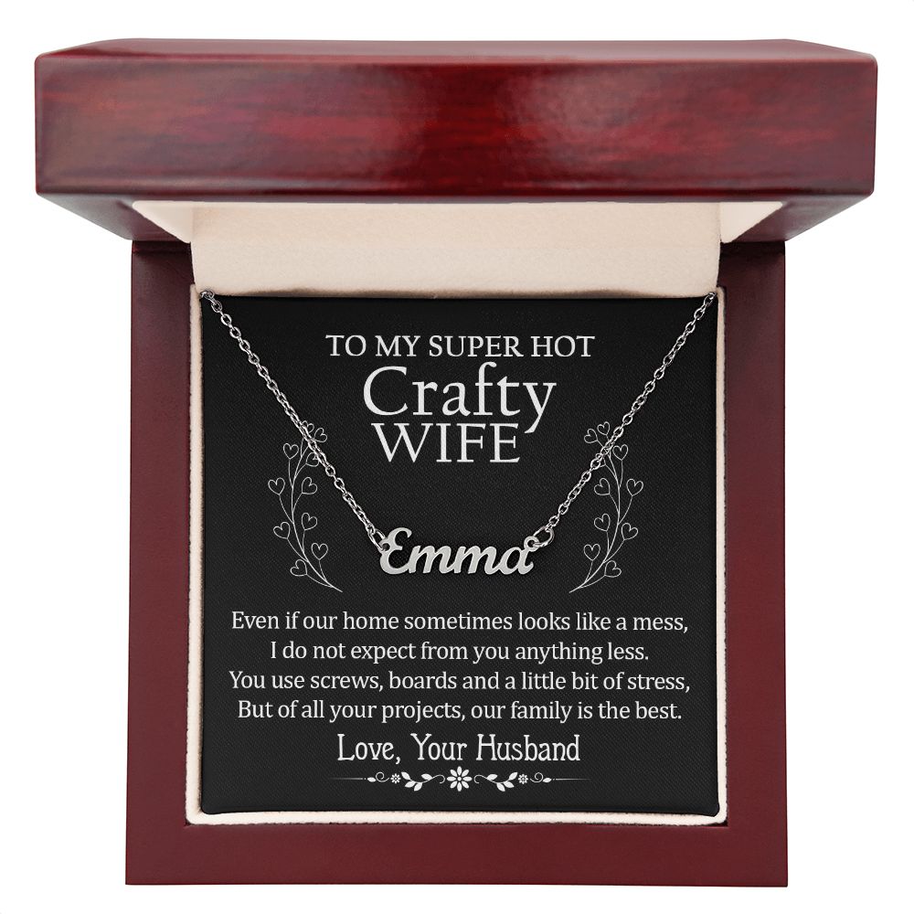 To My Super Hot Craft Wife - Steel Custom Name Necklace