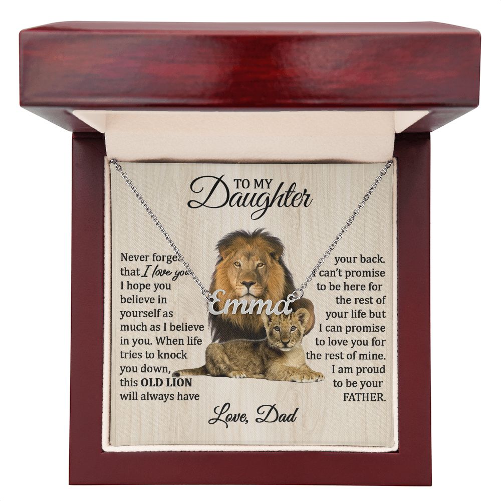 Daughter (Love Dad) Personalized Name Necklace, Stainless Steel