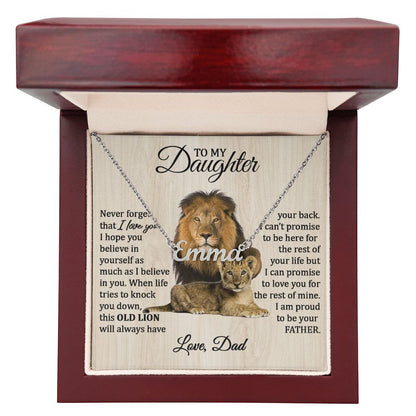 Daughter (Love Dad) Personalized Name Necklace, Stainless Steel