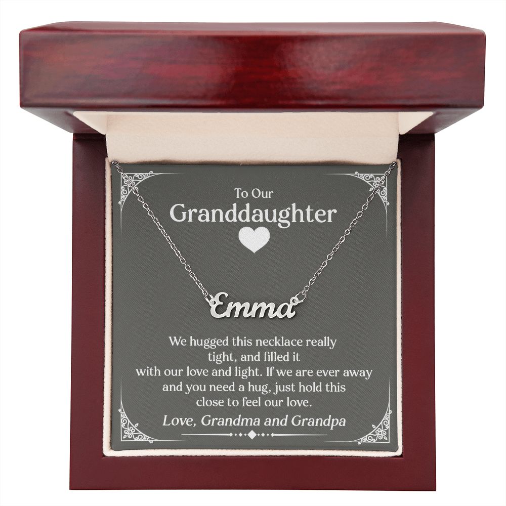 To Our Granddaughter (Love Grandma and Grandpa) | Custom Stainless Steel Name Necklace