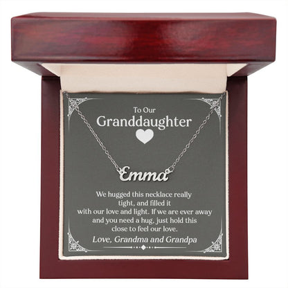 To Our Granddaughter (Love Grandma and Grandpa) | Custom Stainless Steel Name Necklace