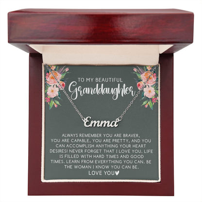 Granddaughter - Brave | Custom Silver Stainless Steel Name Necklace