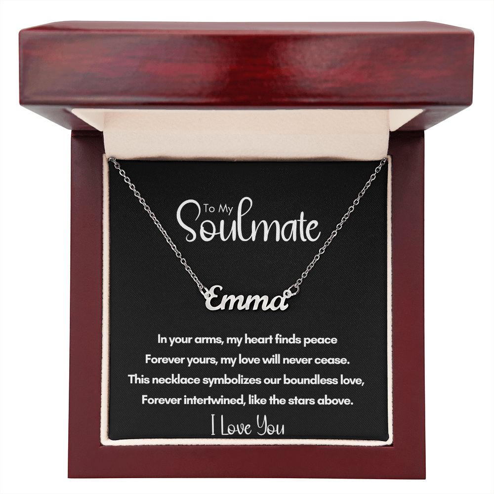 To My Soulmate - Peace in Your Arms | Personalized Stainless Steel Name Necklace