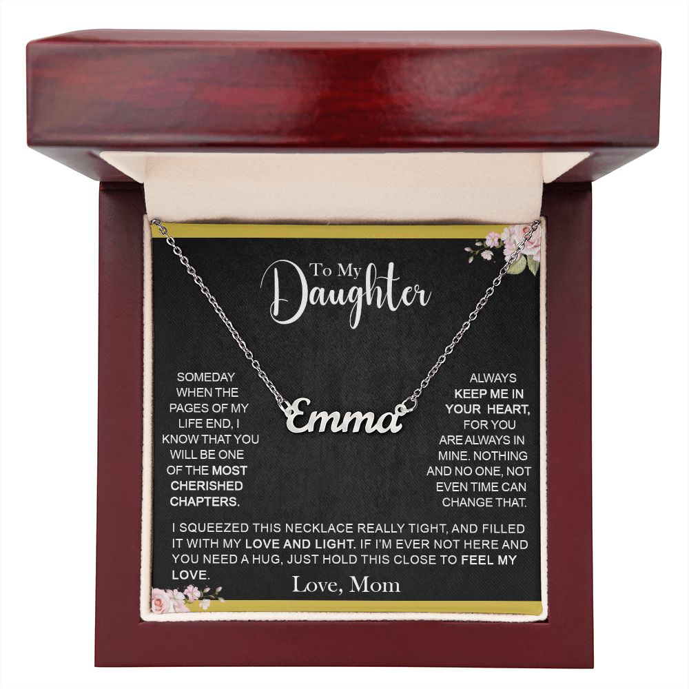 To Daughter (Love Mom) - Steel Personalized Name Necklace