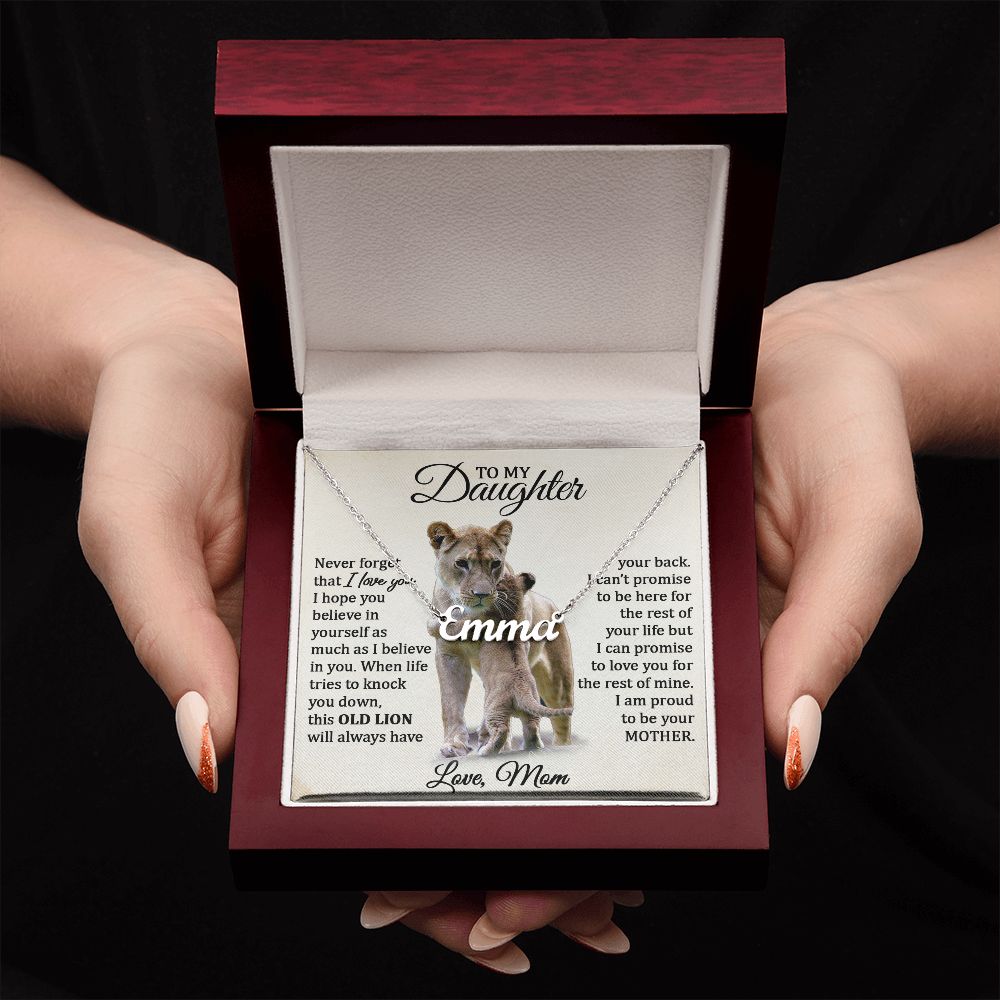 To My Daughter - Personalized Stainless Steel Name / Word Necklace (Love, Mom)