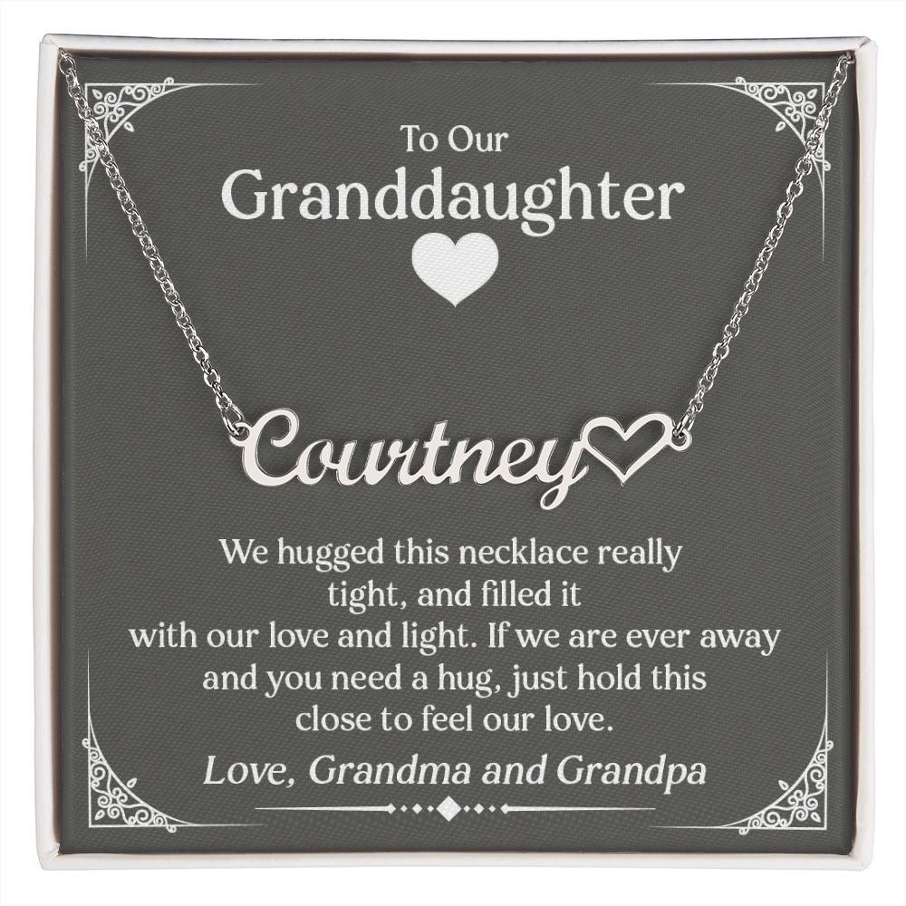 To Our Granddaughter - Personalized Heart Name Necklace, Stainless Steel