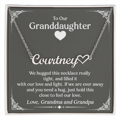 To Our Granddaughter - Personalized Heart Name Necklace, Stainless Steel