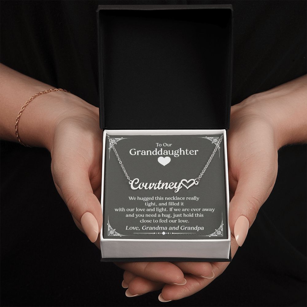 To Our Granddaughter - Personalized Heart Name Necklace, Stainless Steel
