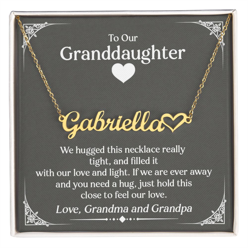 To Our Granddaughter - Personalized Heart Name Necklace, Stainless Steel