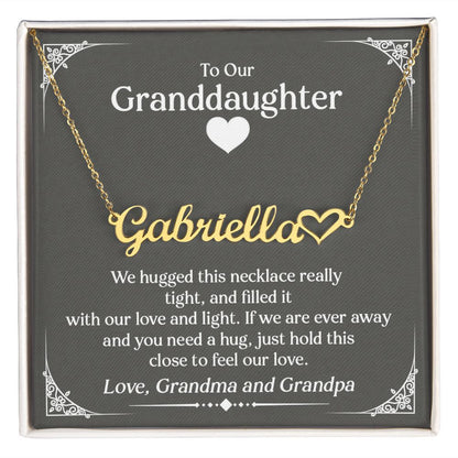 To Our Granddaughter - Personalized Heart Name Necklace, Stainless Steel