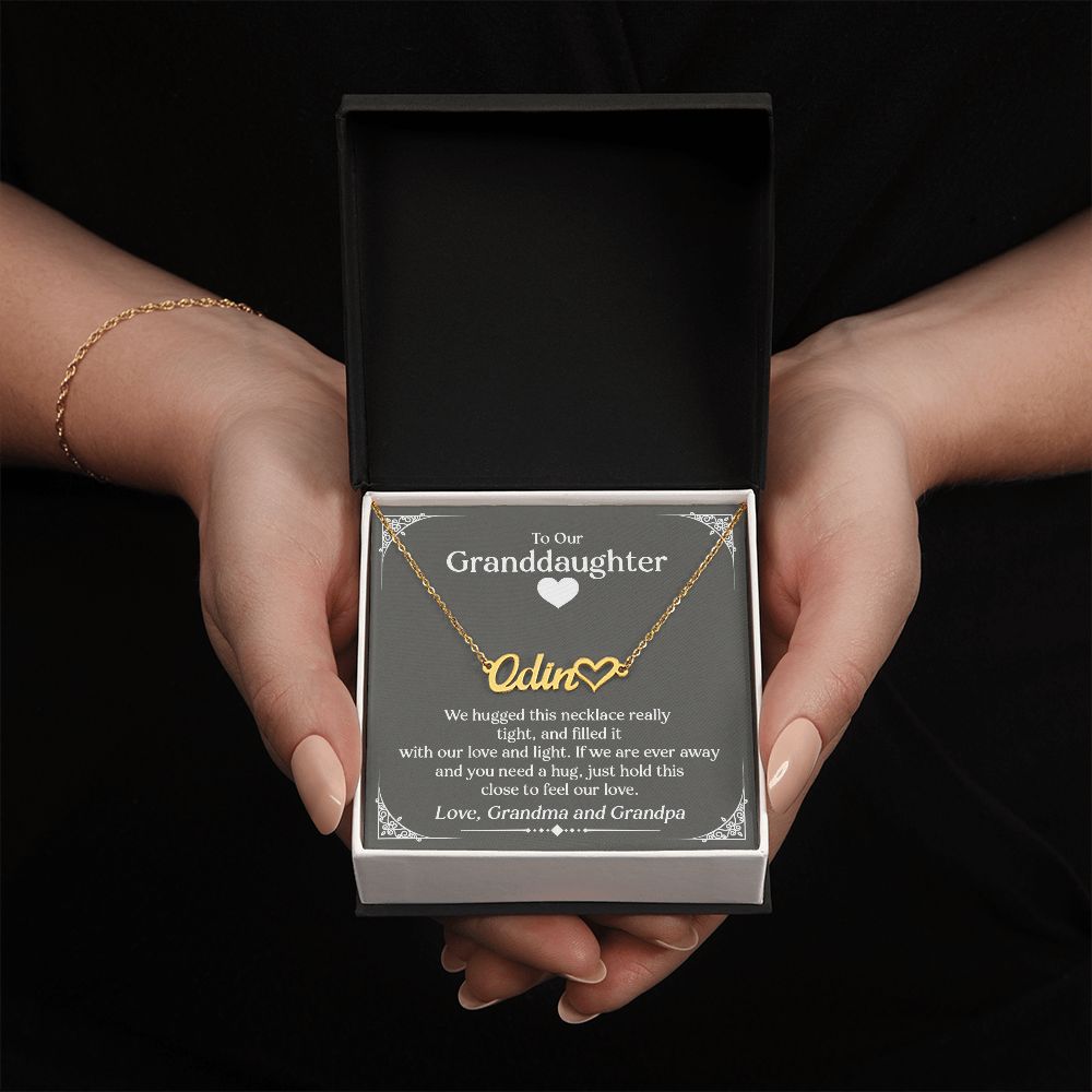 To Our Granddaughter - Personalized Heart Name Necklace, Stainless Steel