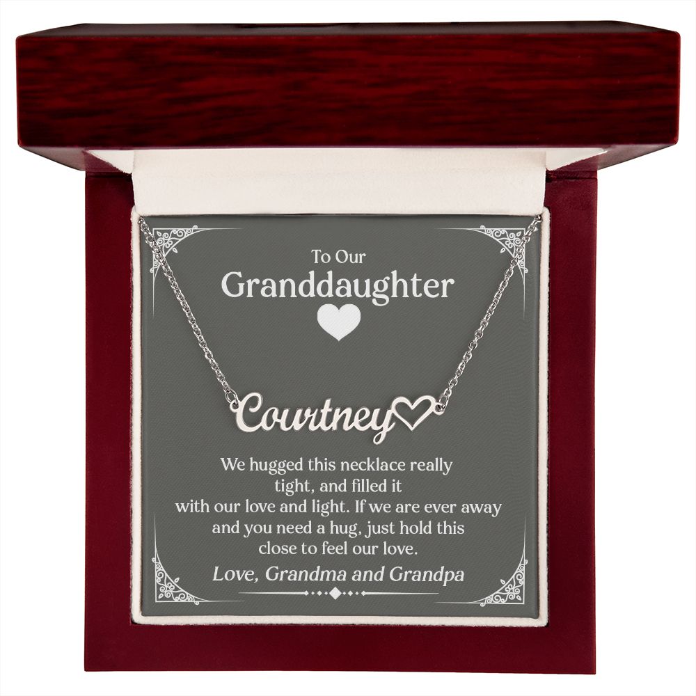 To Our Granddaughter - Personalized Heart Name Necklace, Stainless Steel