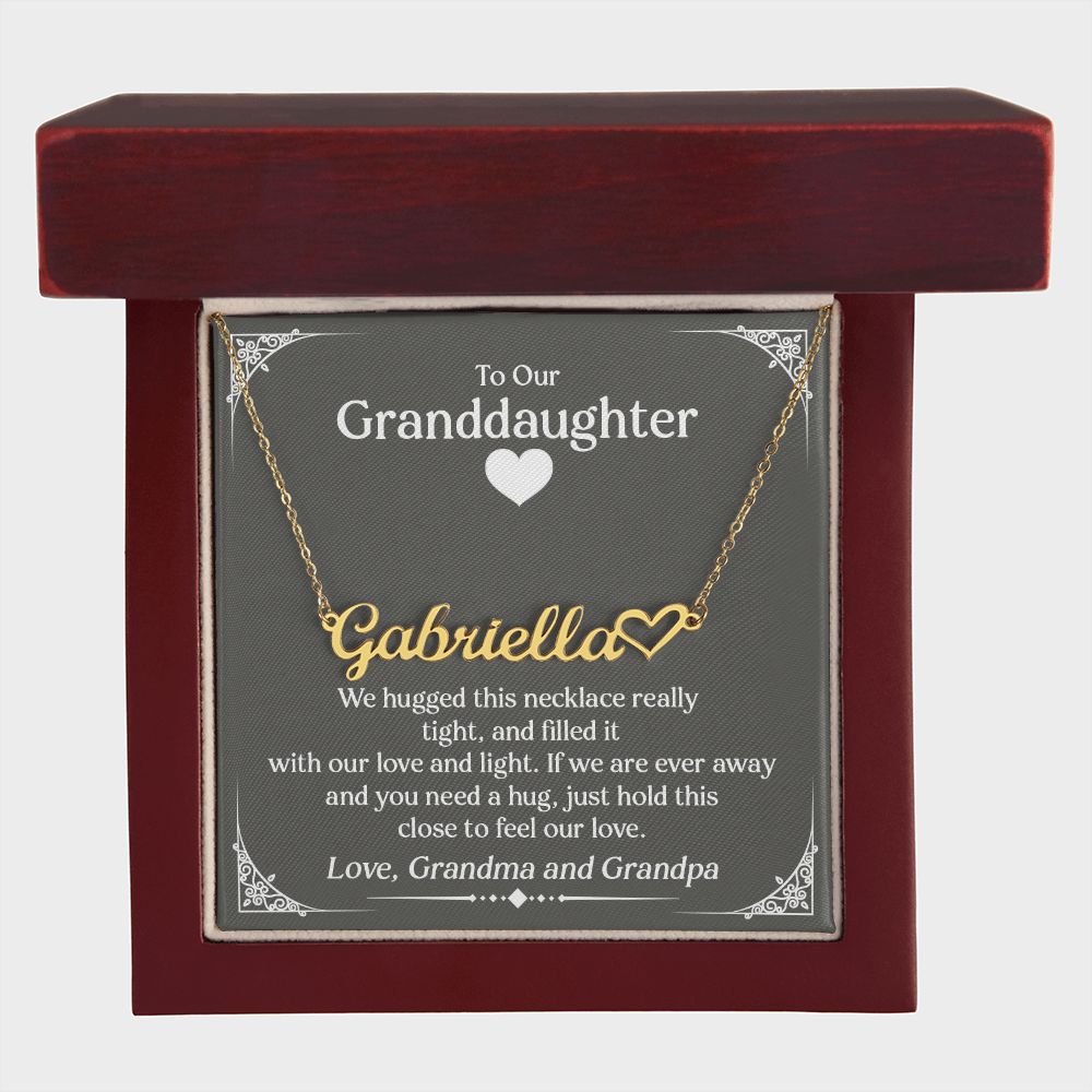 To Our Granddaughter - Personalized Heart Name Necklace, Stainless Steel