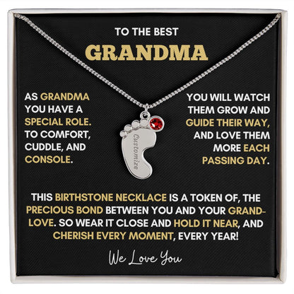 To The Best Grandma | Gold Birthstone and Personalized Name Necklace