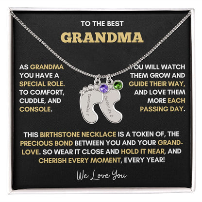 To The Best Grandma | Gold Birthstone and Personalized Name Necklace