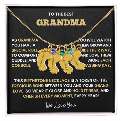 To The Best Grandma | Gold Birthstone and Personalized Name Necklace
