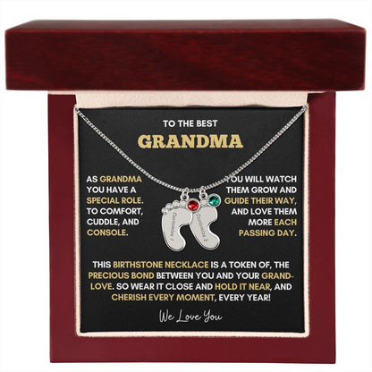 To The Best Grandma | Gold Birthstone and Personalized Name Necklace