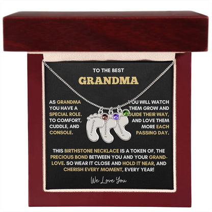 To The Best Grandma | Gold Birthstone and Personalized Name Necklace