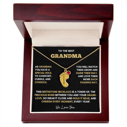 To The Best Grandma | Gold Birthstone and Personalized Name Necklace