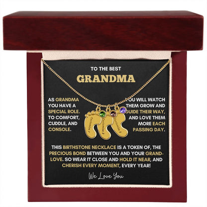 To The Best Grandma | Gold Birthstone and Personalized Name Necklace