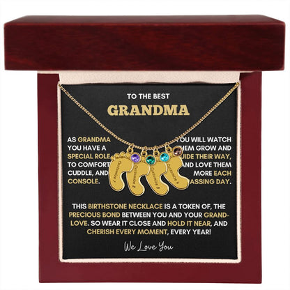 To The Best Grandma | Gold Birthstone and Personalized Name Necklace