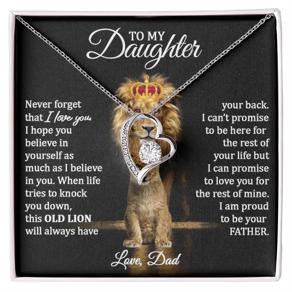 To Daughter (Love Dad) Beautiful 14k Gold Family Heart Necklace