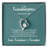 To Our Granddaughter - Hugged This Tight, 14k Gold Heart Necklace