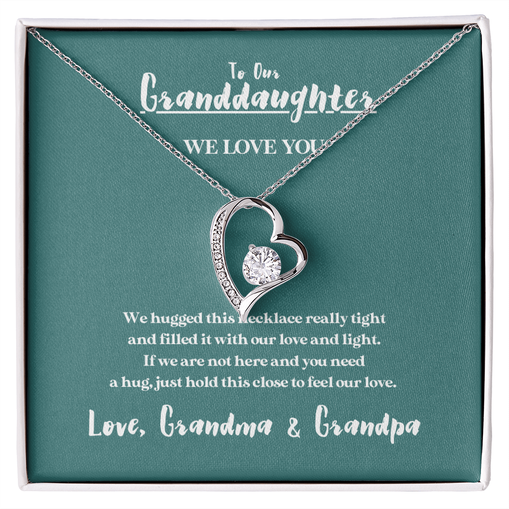 To Our Granddaughter - Hugged This Tight, 14k Gold Heart Necklace