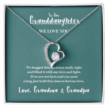 To Our Granddaughter - Hugged This Tight, 14k Gold Heart Necklace