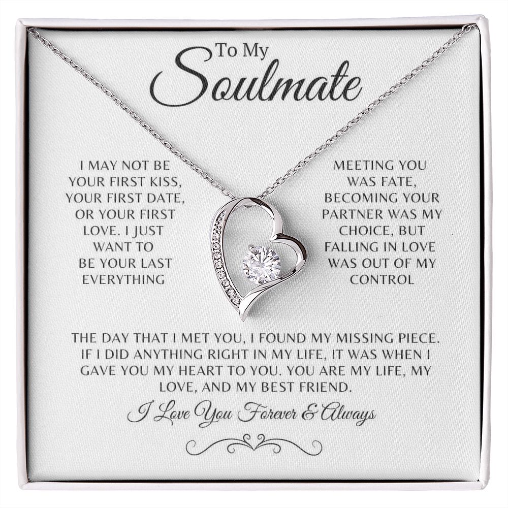 Soulmate Gift for Wife or Girlfriend, Fiance, 5th Anniversary Gift for Her, 14k White Gold Necklace